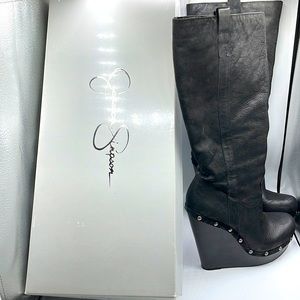 Jessica Simpson Elisha Black Vintage Nubuck Leather Boots
